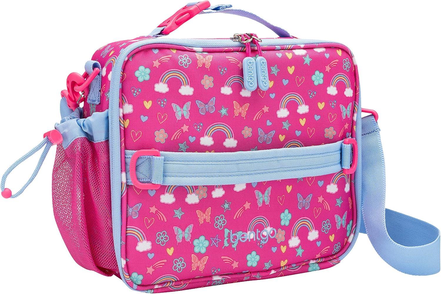 imageBentgo Prints Insulated Lunch Bag Set With Kids BentoStyle Lunch Box Rainbows and Butterflies