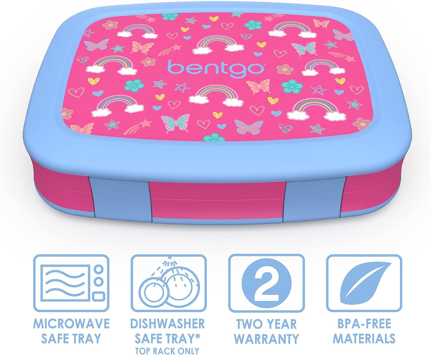 imageBentgo Prints Insulated Lunch Bag Set With Kids BentoStyle Lunch Box Rainbows and Butterflies