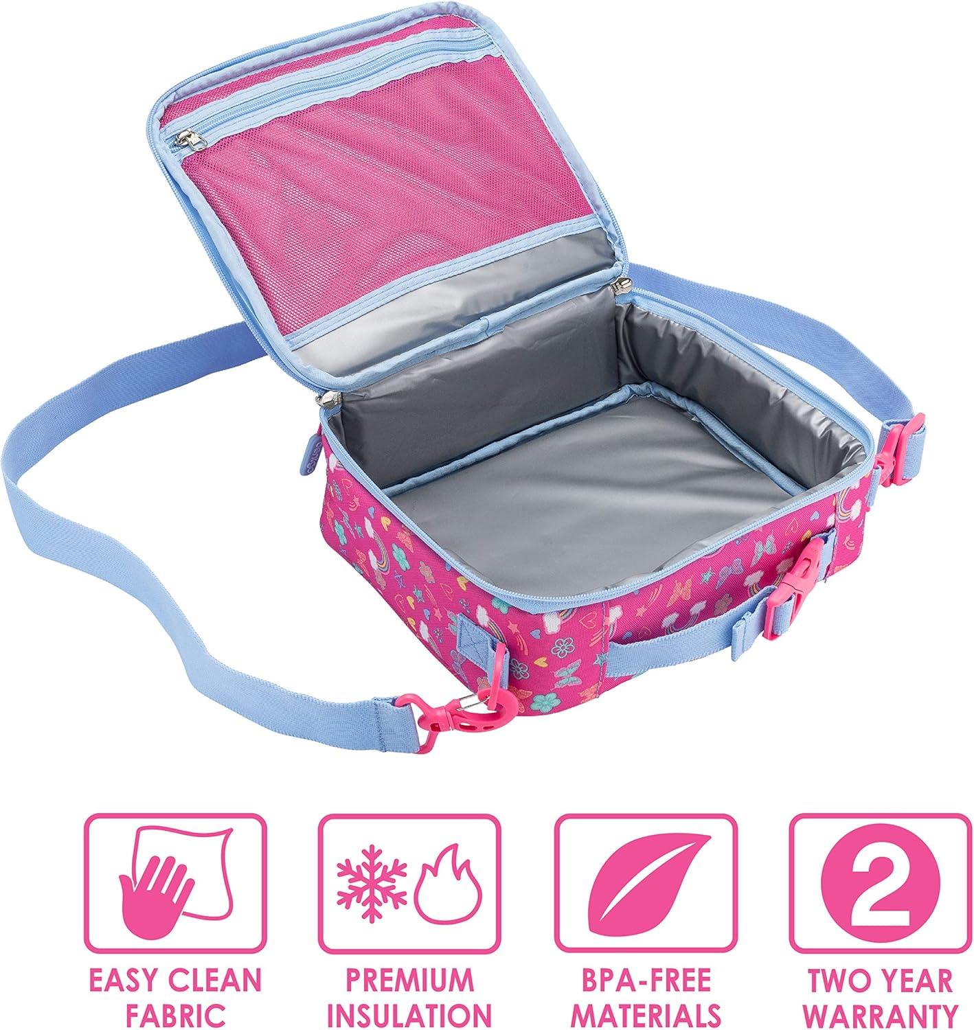 imageBentgo Prints Insulated Lunch Bag Set With Kids BentoStyle Lunch Box Rainbows and Butterflies
