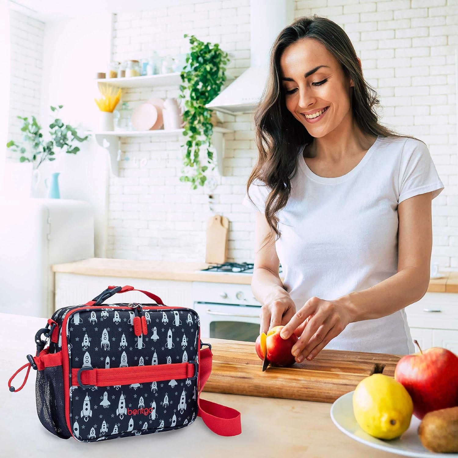 imageBentgo Prints Insulated Lunch Bag Set With Kids BentoStyle Lunch Box Space Rockets