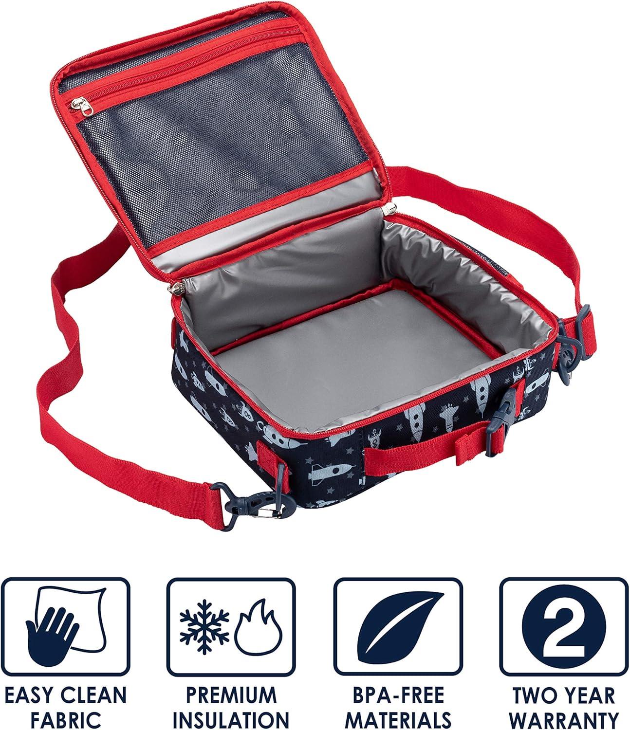 imageBentgo Prints Insulated Lunch Bag Set With Kids BentoStyle Lunch Box Space Rockets