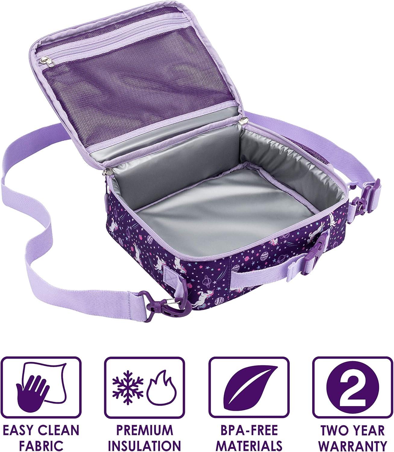 imageBentgo Prints Insulated Lunch Bag Set With Kids BentoStyle Lunch Box and 4 Reusable Ice Packs Unicorn