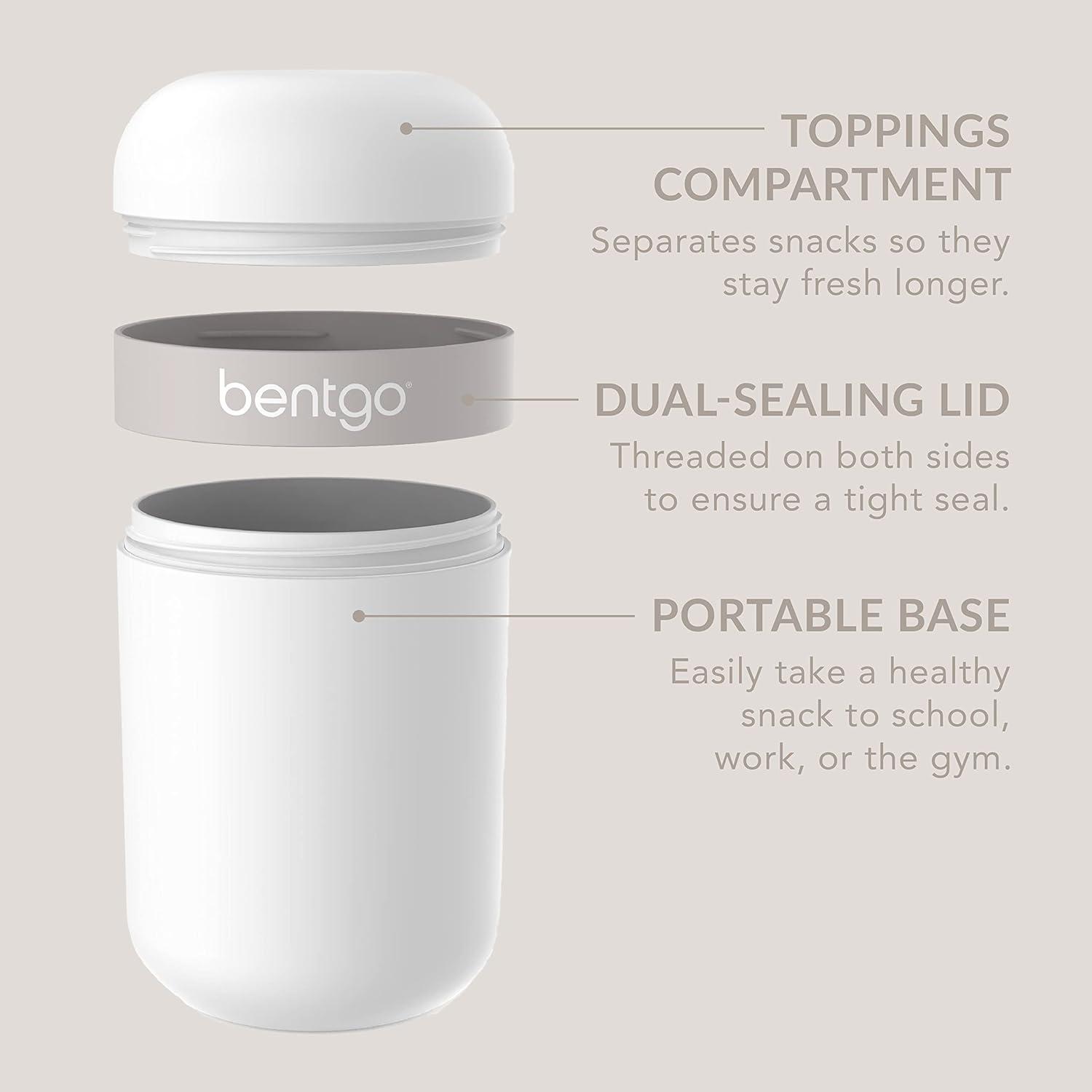imageBentgo Snack Cup Reusable Snack Container with LeakProof Design Toppings Compartment and DualSealing Lid Portable amp Lightweight for Work Travel Gym Dishwasher Safe Dark GrayWhite