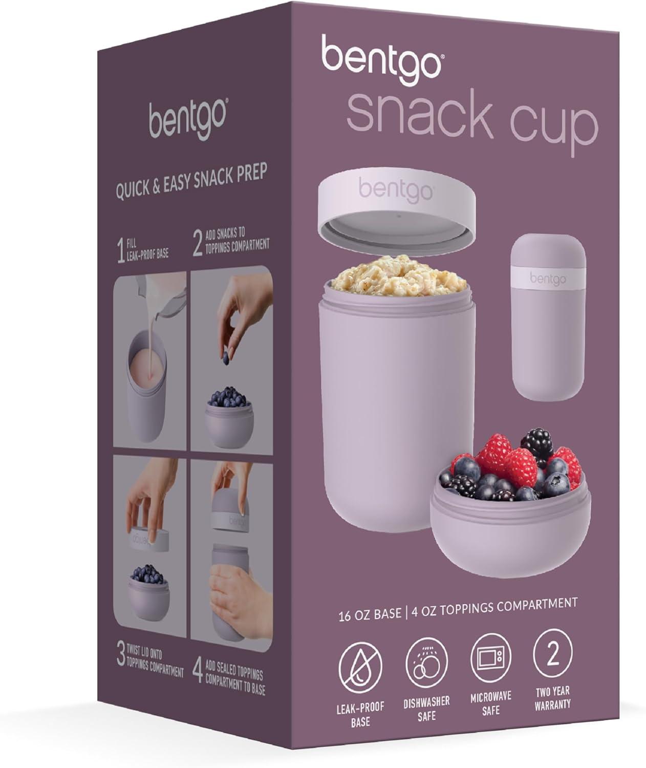 imageBentgo Snack Cup Reusable Snack Container with LeakProof Design Toppings Compartment and DualSealing Lid Portable amp Lightweight for Work Travel Gym Dishwasher Safe Dark GrayOrchid