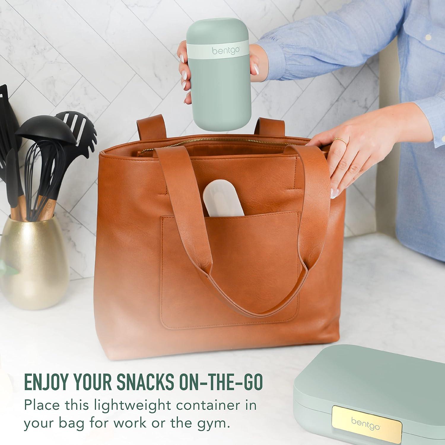 imageBentgo Snack Cup Reusable Snack Container with LeakProof Design Toppings Compartment and DualSealing Lid Portable amp Lightweight for Work Travel Gym Dishwasher Safe Dark GrayMint Green