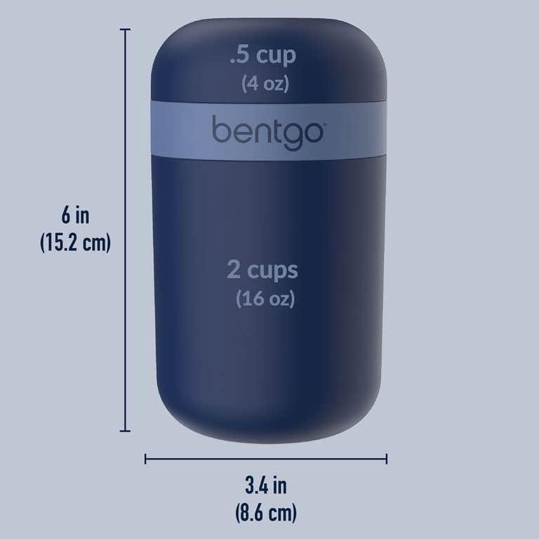 imageBentgo Snack Cup Reusable Snack Container with LeakProof Design Toppings Compartment and DualSealing Lid Portable amp Lightweight for Work Travel Gym Dishwasher Safe Dark GrayNavy