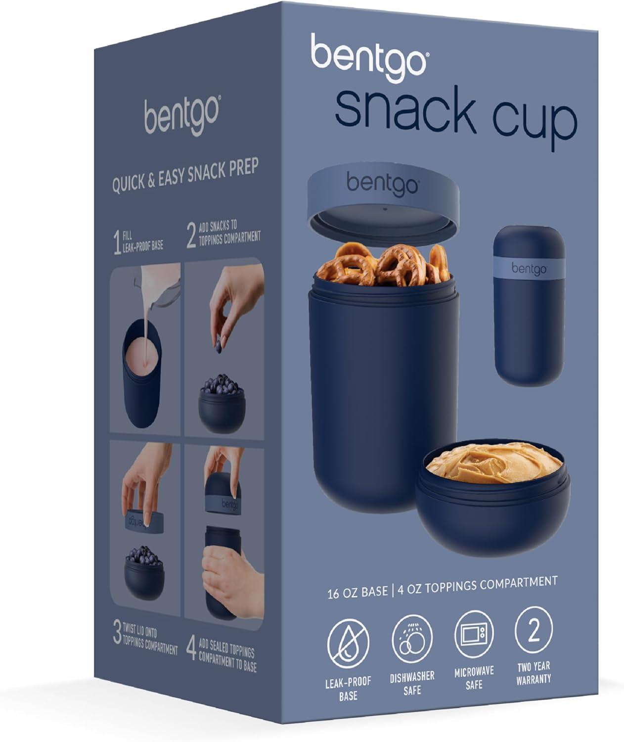 imageBentgo Snack Cup Reusable Snack Container with LeakProof Design Toppings Compartment and DualSealing Lid Portable amp Lightweight for Work Travel Gym Dishwasher Safe Dark GrayNavy