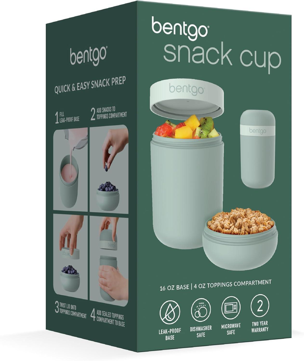 imageBentgo Snack Cup Reusable Snack Container with LeakProof Design Toppings Compartment and DualSealing Lid Portable amp Lightweight for Work Travel Gym Dishwasher Safe Dark GrayMint Green