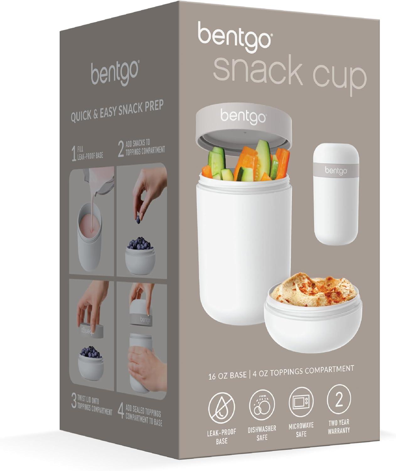 imageBentgo Snack Cup Reusable Snack Container with LeakProof Design Toppings Compartment and DualSealing Lid Portable amp Lightweight for Work Travel Gym Dishwasher Safe Dark GrayWhite