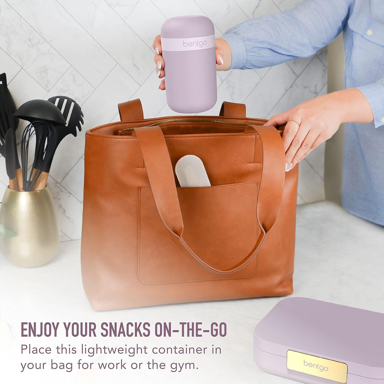 imageBentgo Snack Cup Reusable Snack Container with LeakProof Design Toppings Compartment and DualSealing Lid Portable amp Lightweight for Work Travel Gym Dishwasher Safe Dark GrayOrchid