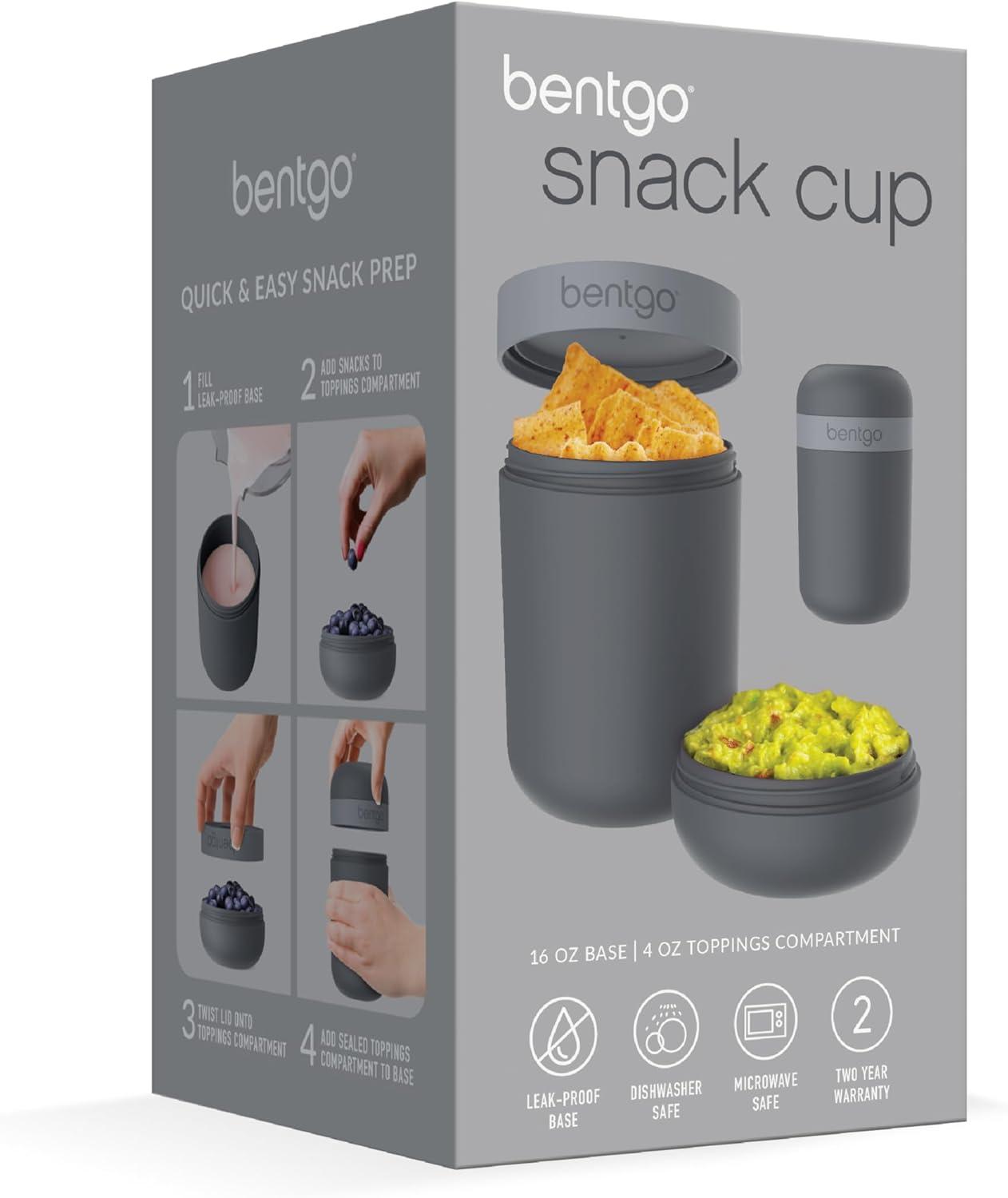 imageBentgo Snack Cup Reusable Snack Container with LeakProof Design Toppings Compartment and DualSealing Lid Portable amp Lightweight for Work Travel Gym Dishwasher Safe Dark GrayDark Gray