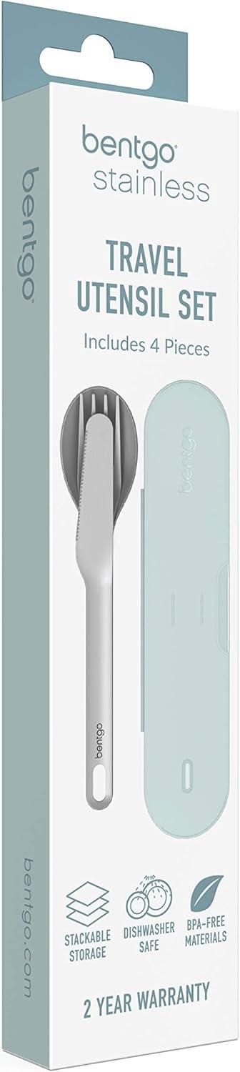 imageBentgo Stainless Travel Utensil Set Reusable 3Piece Silverware Set with Carrying Case HighGrade Premium Steel BPAFree Case EcoFriendly Ideal for Travel Camping and Office Use AquaAqua