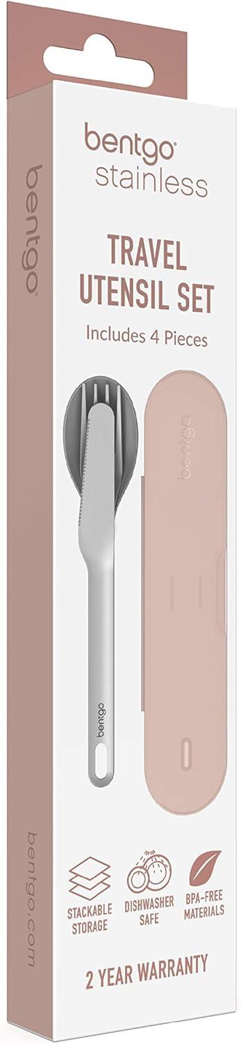 imageBentgo Stainless Travel Utensil Set Reusable 3Piece Silverware Set with Carrying Case HighGrade Premium Steel BPAFree Case EcoFriendly Ideal for Travel Camping and Office Use AquaRose