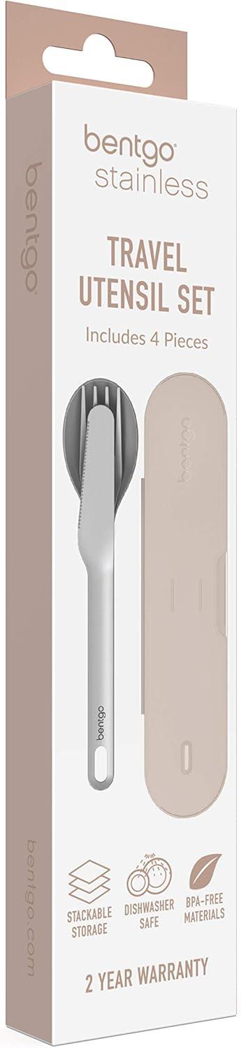 imageBentgo Stainless Travel Utensil Set Reusable 3Piece Silverware Set with Carrying Case HighGrade Premium Steel BPAFree Case EcoFriendly Ideal for Travel Camping and Office Use AquaSand