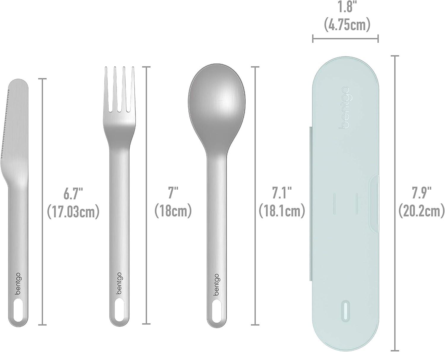imageBentgo Stainless Travel Utensil Set Reusable 3Piece Silverware Set with Carrying Case HighGrade Premium Steel BPAFree Case EcoFriendly Ideal for Travel Camping and Office Use AquaAqua