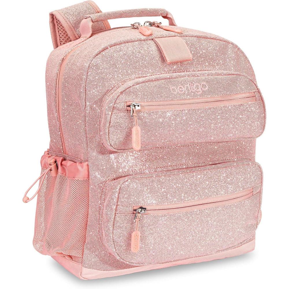 imageBentgo Kids Backpack Whimsy amp Wonder Collection Lightweight 14 for School Travel amp Daycare Ideal for Kids 4 Durable amp WaterResistant Roomy Interior Loop for Lunch Bag Spots amp DotsGlitter Edition Petal Pink