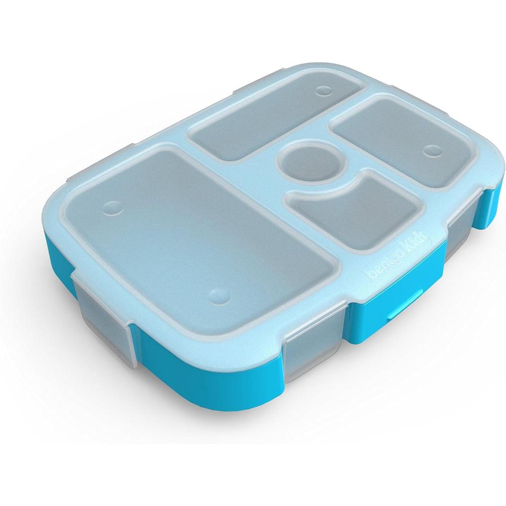 imageBentgo Kids Brights Tray Violet with Transparent Cover Reusable BPAFree 5Compartment Meal Prep Container with BuiltIn Portion Control for Healthy AtHome Meals and OntheGo LunchesTurquoise