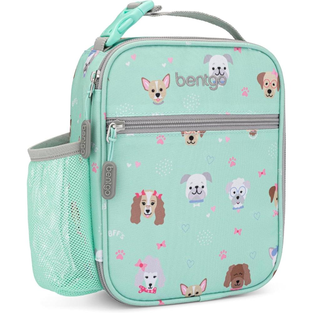 imageBentgo Kids Insulated Lunch Tote WaterResistant Reusable Lightweight amp Durable Lunch Bag with Water Bottle Holder amp Mesh Pocket Fits Lunch Box amp Water Bottle Ideal for Ages 3 PuppyPuppy