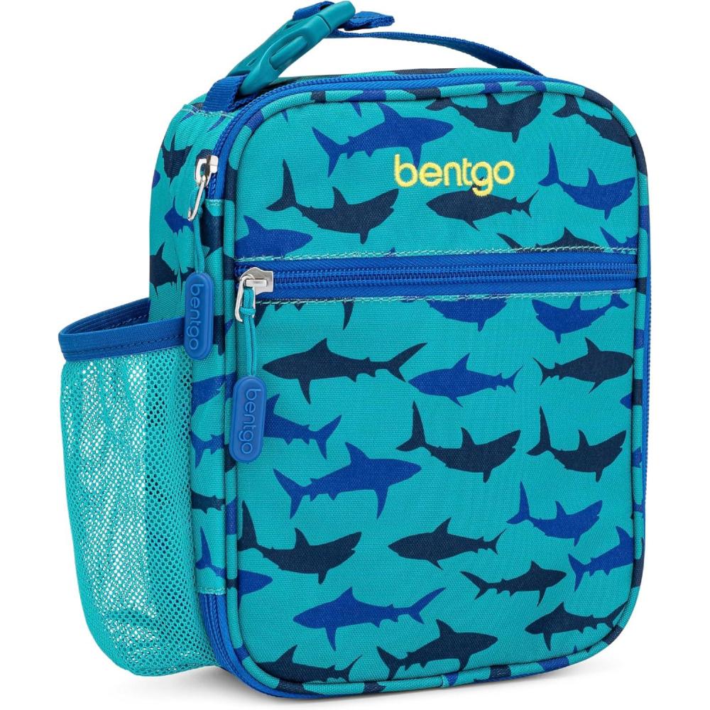 imageBentgo Kids Insulated Lunch Tote WaterResistant Reusable Lightweight amp Durable Lunch Bag with Water Bottle Holder amp Mesh Pocket Fits Lunch Box amp Water Bottle Ideal for Ages 3 PuppySharks