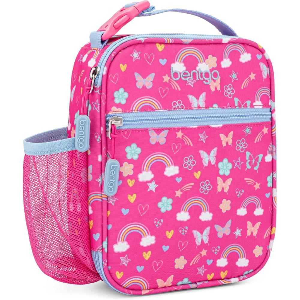 imageBentgo Kids Insulated Lunch Tote WaterResistant Reusable Lightweight amp Durable Lunch Bag with Water Bottle Holder amp Mesh Pocket Fits Lunch Box amp Water Bottle Ideal for Ages 3 PuppyRainbow