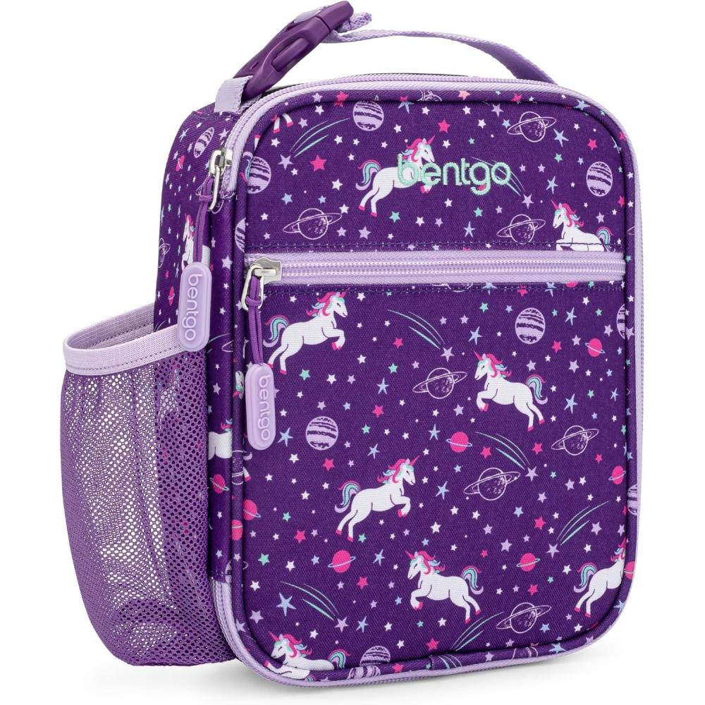 imageBentgo Kids Insulated Lunch Tote WaterResistant Reusable Lightweight amp Durable Lunch Bag with Water Bottle Holder amp Mesh Pocket Fits Lunch Box amp Water Bottle Ideal for Ages 3 PuppyUnicorn