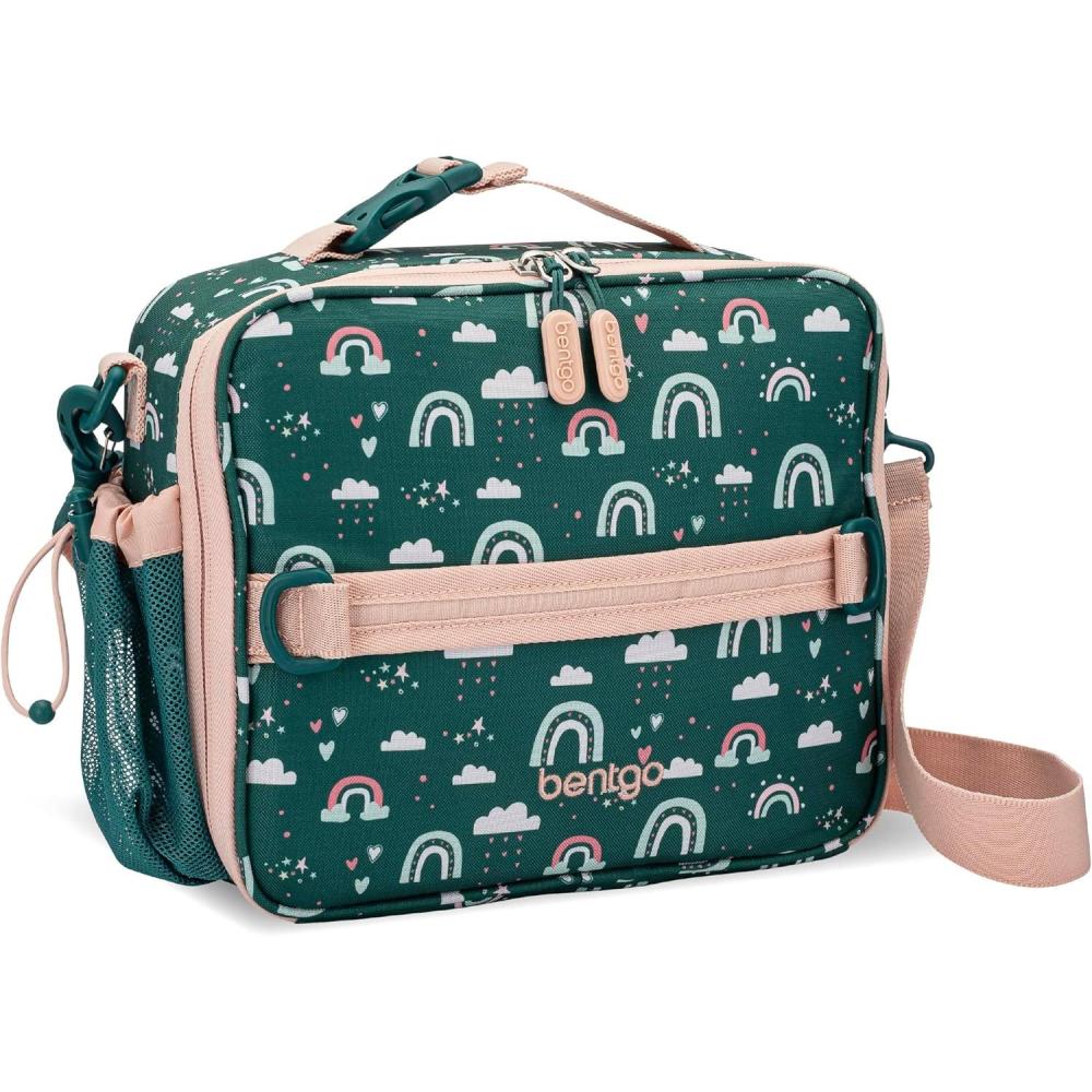 imageBentgo Kids Lunch Bag Whimsy amp Wonder Collection Durable DoubleInsulated Lunch Bag for Kids 3 Holds Lunch BoxWater BottleSnacks WaterResistant Fabric amp Zip Pockets Starry SprinkleGreen Rainbow
