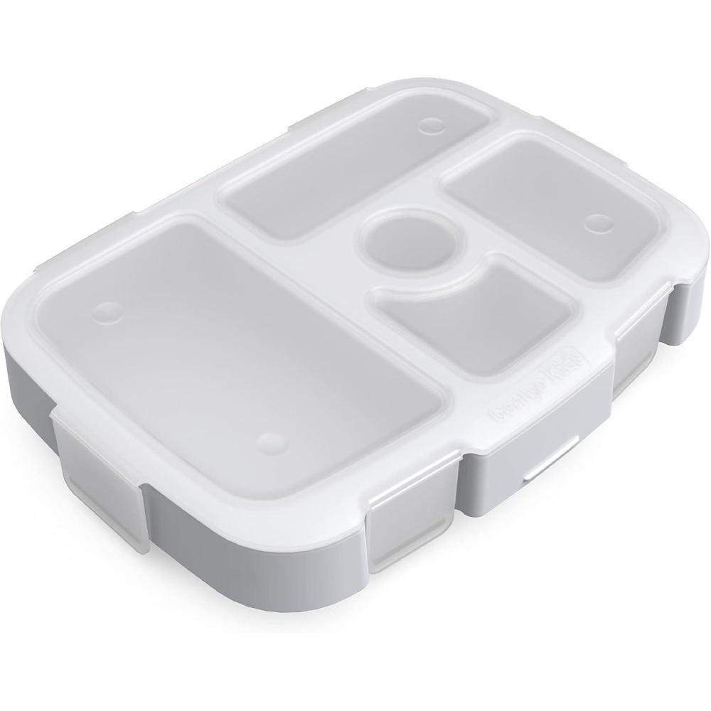 imageBentgo Kids Prints Tray with Transparent Cover  Reusable BPAFree 5Compartment Meal Prep Container with BuiltIn Portion Control for Healthy Meals At Home amp On the Go TrainsBug Buddies