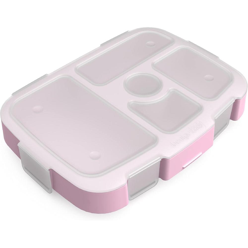 imageBentgo Kids Prints Tray with Transparent Cover  Reusable BPAFree 5Compartment Meal Prep Container with BuiltIn Portion Control for Healthy Meals At Home amp On the Go TrainsLavender Galaxy