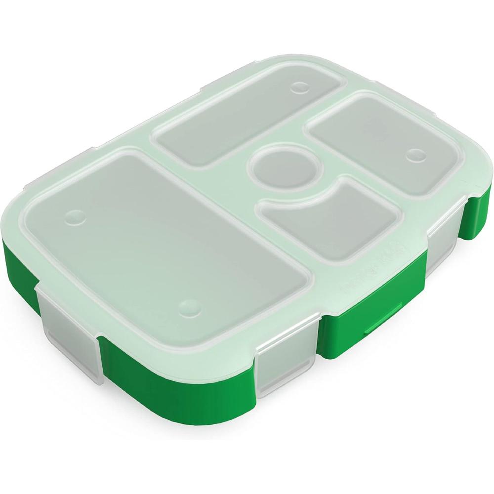 imageBentgo Kids Prints Tray with Transparent Cover  Reusable BPAFree 5Compartment Meal Prep Container with BuiltIn Portion Control for Healthy Meals At Home amp On the Go TrainsSafari