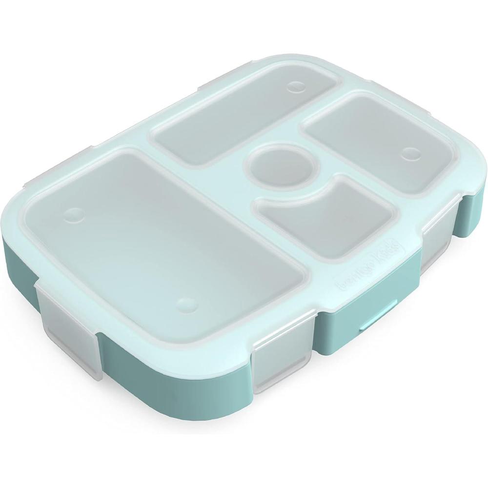 imageBentgo Kids Prints Tray with Transparent Cover  Reusable BPAFree 5Compartment Meal Prep Container with BuiltIn Portion Control for Healthy Meals At Home amp On the Go TrainsSea Life