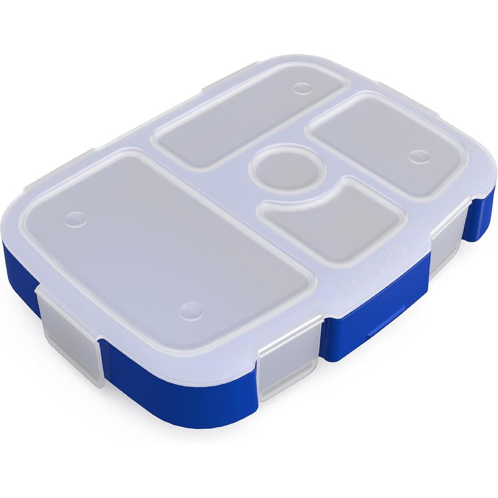 imageBentgo Kids Prints Tray with Transparent Cover  Reusable BPAFree 5Compartment Meal Prep Container with BuiltIn Portion Control for Healthy Meals At Home amp On the Go TrainsShark