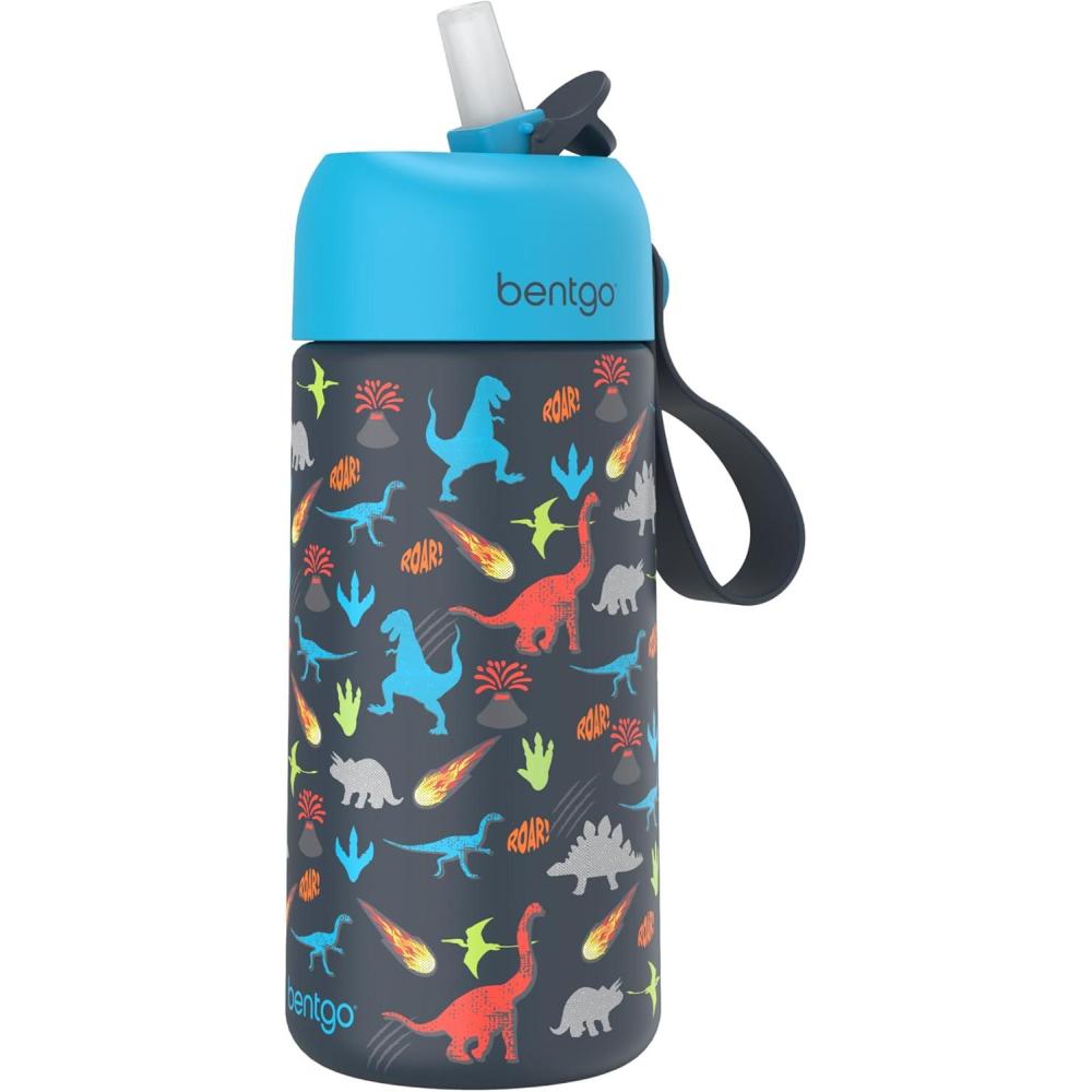 imageBentgo Kids Stainless Steel Insulated Water Bottle LeakProof Keeps Cool for 12 Hours Durable BPAFree Dishwasher Safe 14 oz Cup for Ages 3 for SchoolSportsDaycare UnicornDinosaur