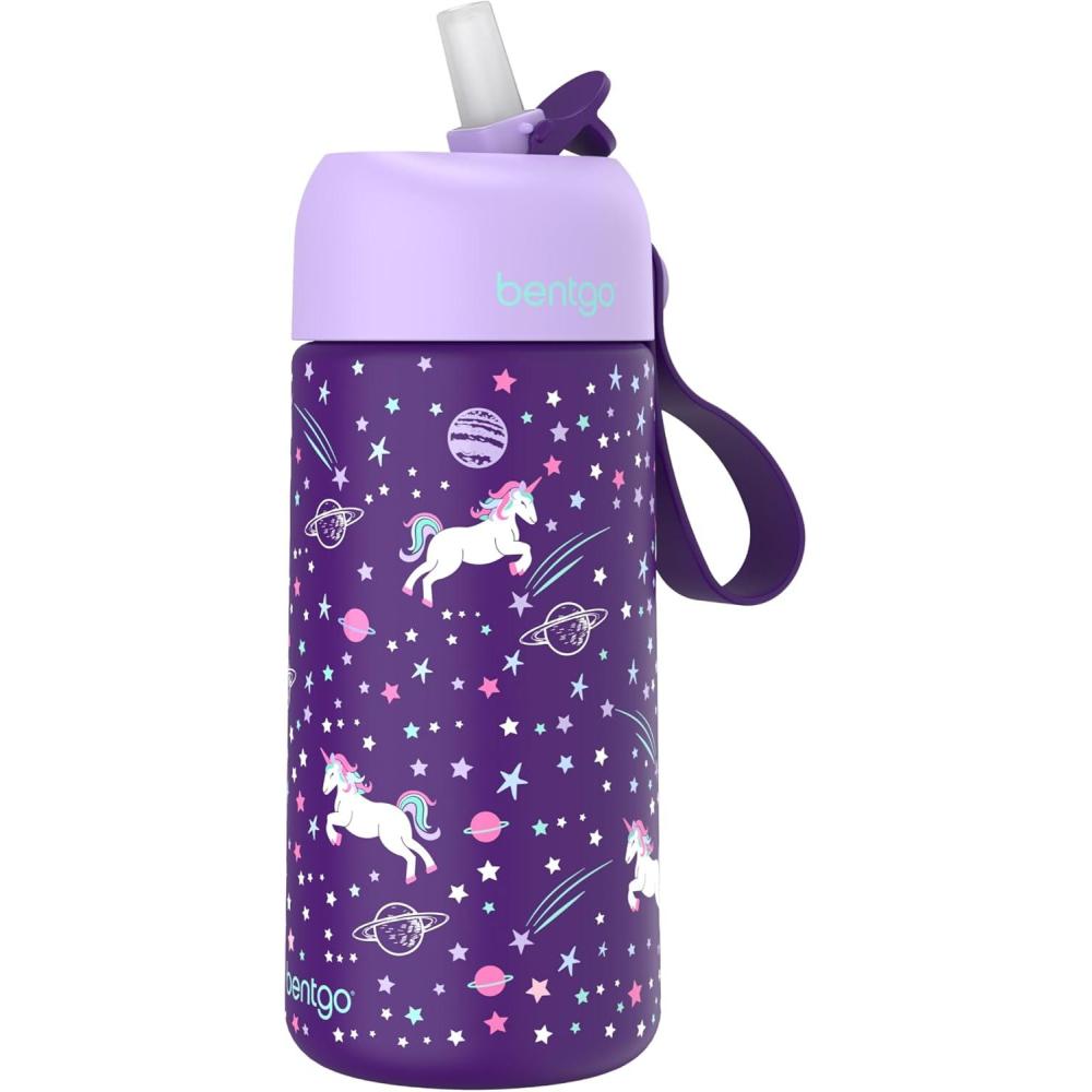 imageBentgo Kids Stainless Steel Insulated Water Bottle LeakProof Keeps Cool for 12 Hours Durable BPAFree Dishwasher Safe 14 oz Cup for Ages 3 for SchoolSportsDaycare UnicornUnicorn