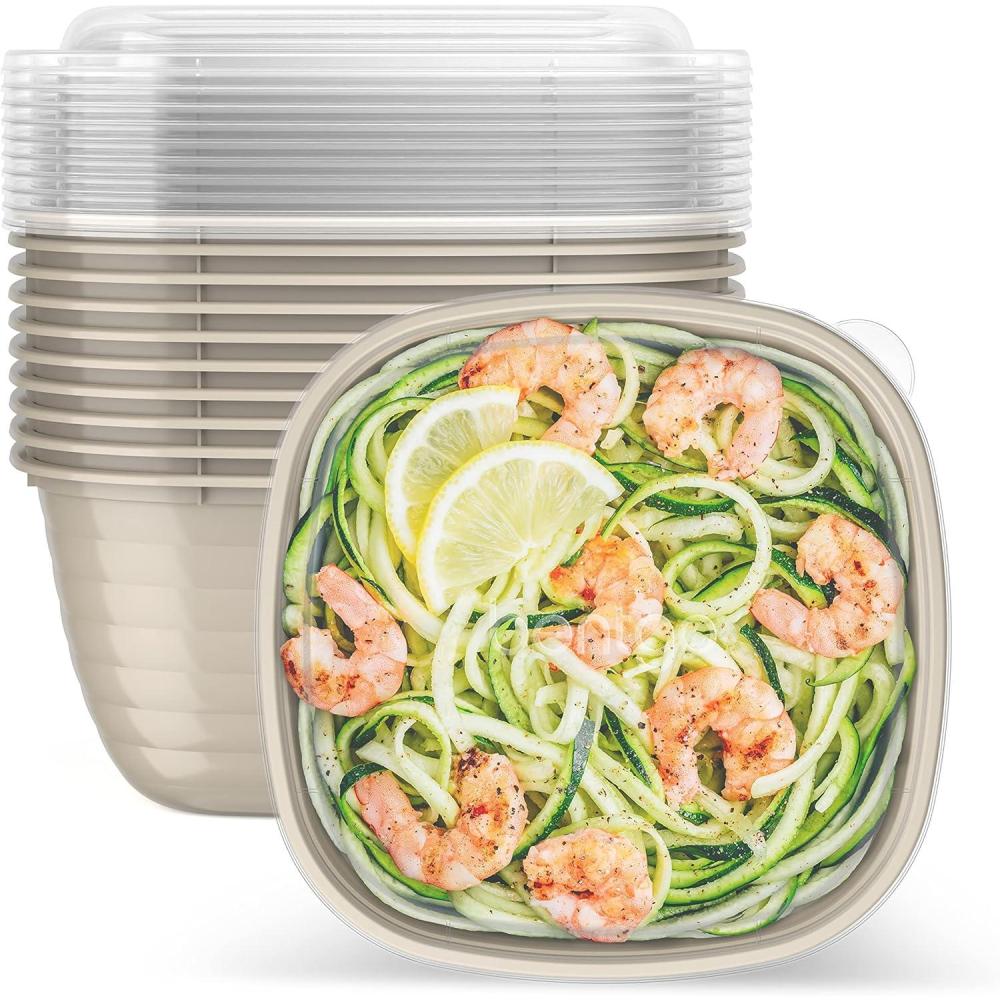 imageBentgo Prep 1Compartment Bowls with Custom Fit Lids Reusable Microwaveable Durable PFAS amp BPAFree Freezer and Dishwasher Safe Meal Prep Food Storage 10 Bowls amp 10 Lids Sage Leaf GlitterChampagne