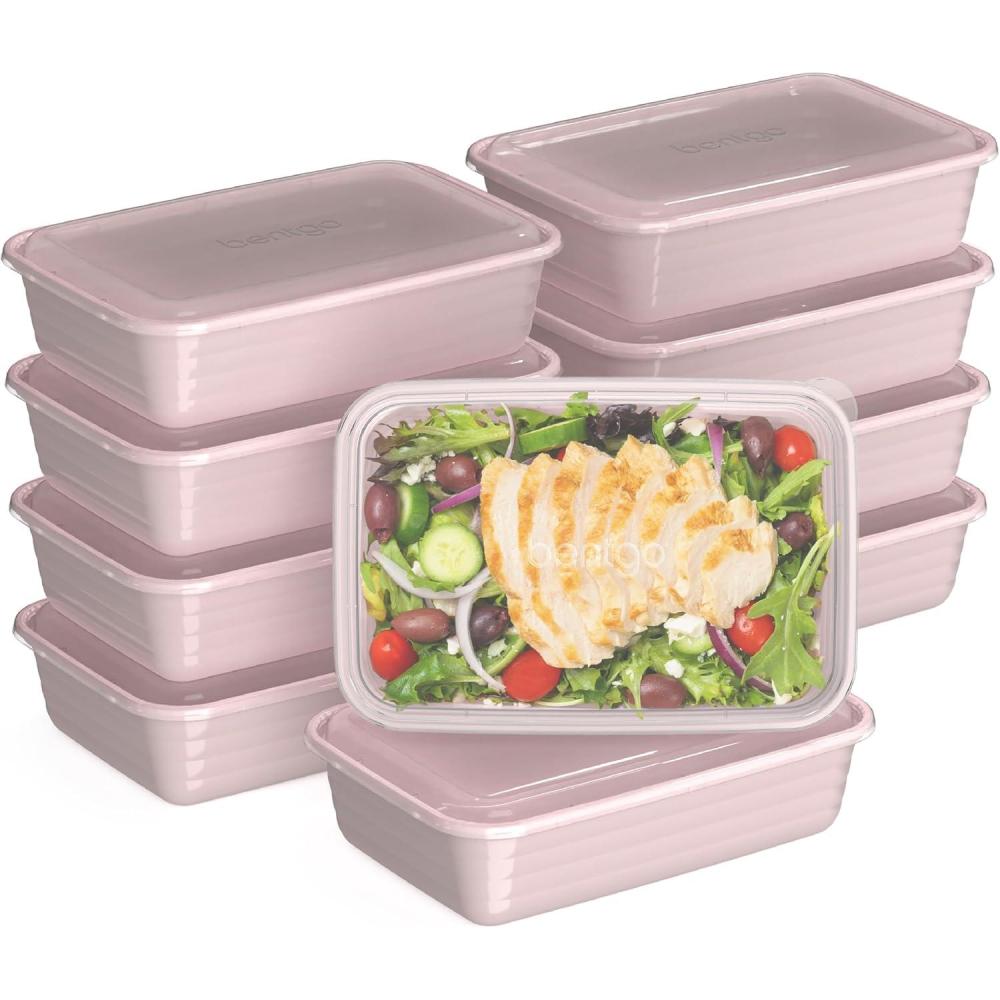 imageBentgo Prep 20Piece 1Compartment Reusable Meal Prep Containers with Lids PFAS amp BPA Free Materials Durable Microwave Freezer amp Dishwasher Safe To Go Food Storage Navy BlueBlush Pink