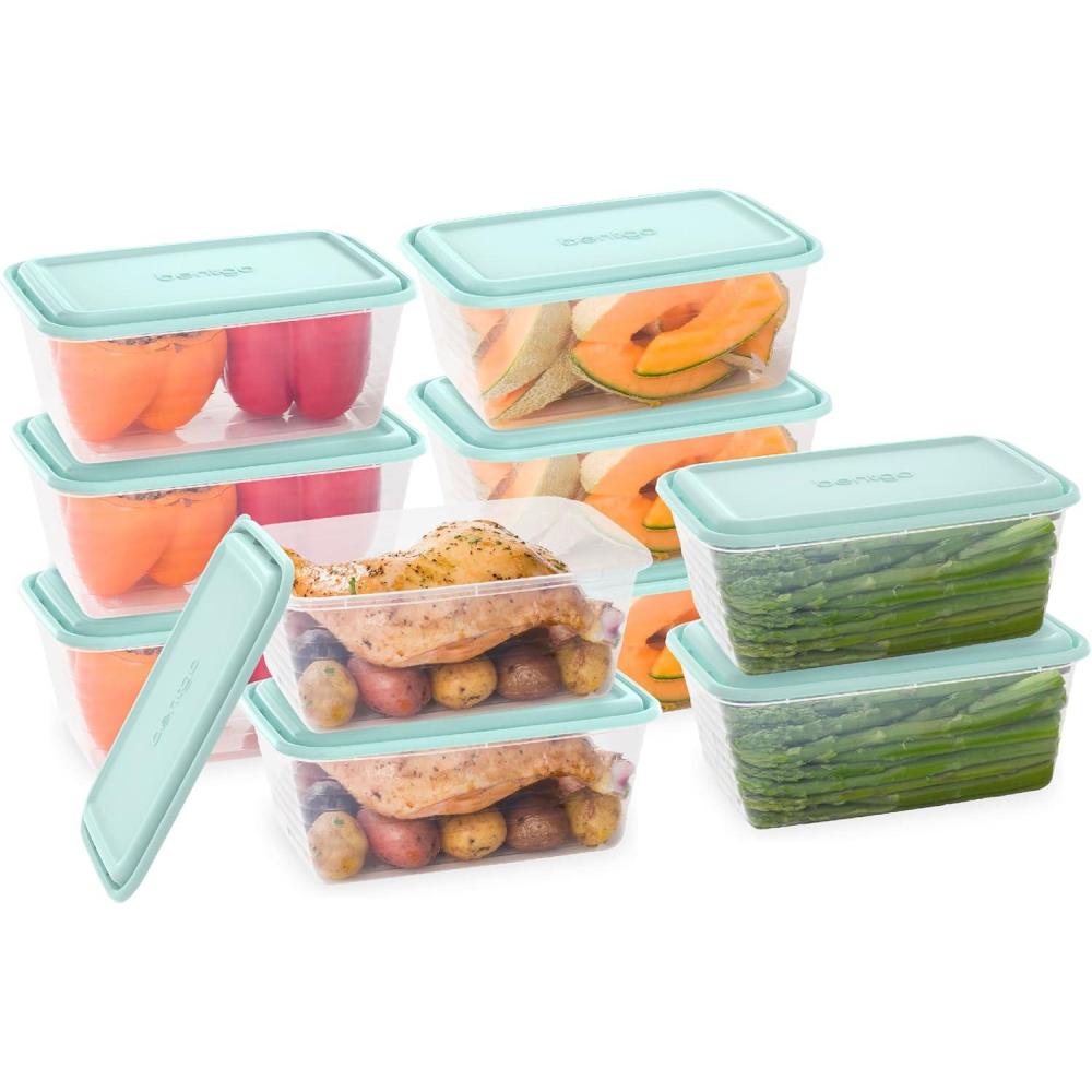 imageBentgo Prep 20Piece DeepDish Storage Containers ExtraLarge 8Cup Capacity for Meal Prep amp Leftovers Reusable PFAS amp BPAFree Durable Microwave Freezer amp Dishwasher Safe Aqua Splash