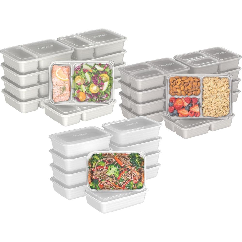 imageBentgo Prep 60Piece Holiday Food Storage Set 1Compartment Meal Prep Containers 4Cup Capacity Reusable Durable PFAS amp BPAFree MicrowaveFreezerDishwasher Safe Holiday Glitter CollectionWhite Stone