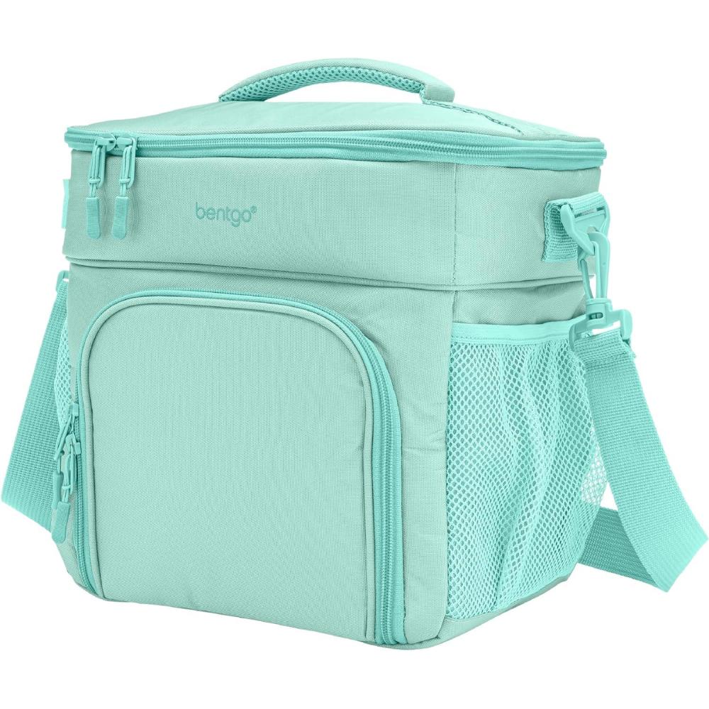 imageBentgo Prep Deluxe Insulated Multimeal Bag Lunch Box Bag Holds 5 Meals Premium Insulation up to 8 Hrs Durable WaterResistant Large Capacity For Adult Meal Prep Navy BlueCoastal Aqua