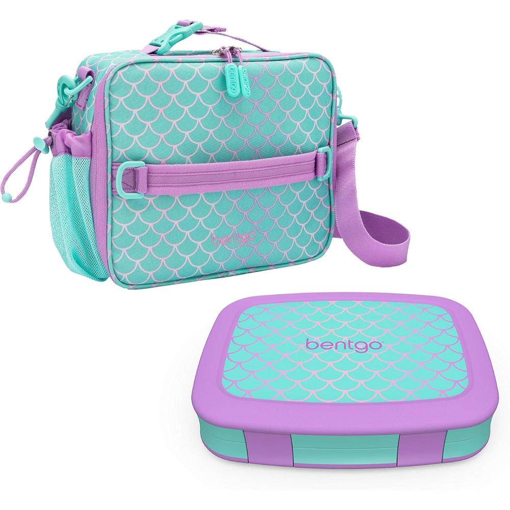 imageBentgo Prints Insulated Lunch Bag Set With Kids BentoStyle Lunch Box Mermaid Scales