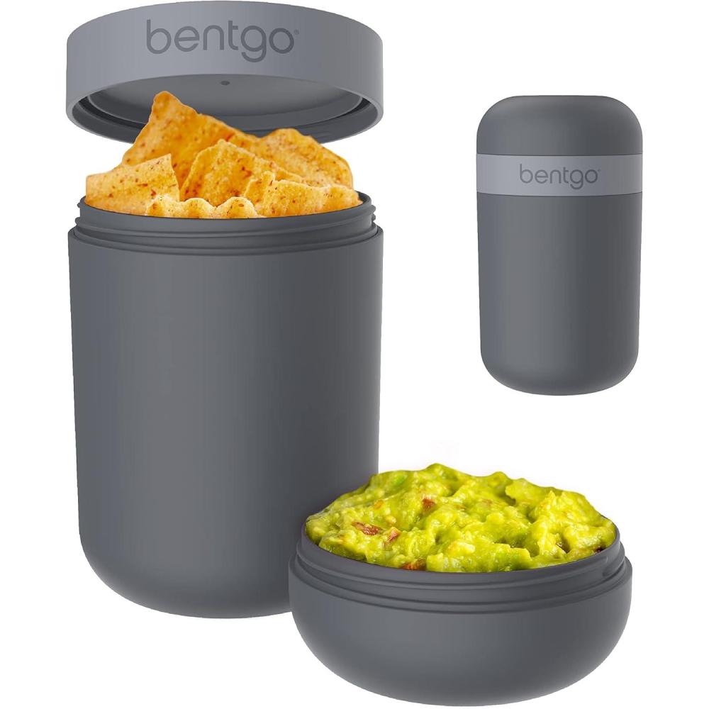 imageBentgo Snack Cup Reusable Snack Container with LeakProof Design Toppings Compartment and DualSealing Lid Portable amp Lightweight for Work Travel Gym Dishwasher Safe Dark GrayDark Gray