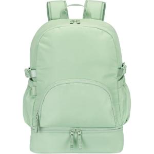 Bentgo 2-in-1 Adult Backpack & Insulated Lunch Bag – Lightweight, Water-Resistant Travel Backpack with 9 Compartments, Laptop Sleeve & Trolley Sleeve for Work & Everyday Use (Soft Blush)(Clay Green)