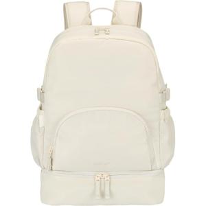 Bentgo 2-in-1 Adult Backpack & Insulated Lunch Bag – Lightweight, Water-Resistant Travel Backpack with 9 Compartments, Laptop Sleeve & Trolley Sleeve for Work & Everyday Use (Soft Blush)(Bone)