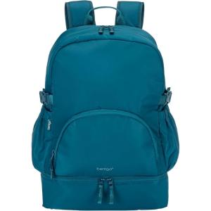 Bentgo 2-in-1 Adult Backpack & Insulated Lunch Bag – Lightweight, Water-Resistant Travel Backpack with 9 Compartments, Laptop Sleeve & Trolley Sleeve for Work & Everyday Use (Soft Blush)(Deep Teal)