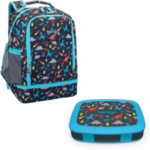 Bentgo 2-in-1 Backpack & Insulated Lunch Bag Set With Kids Prints Lunch Box (Dinosaur)