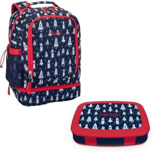 Bentgo 2-in-1 Backpack & Insulated Lunch Bag Set With Kids Prints Lunch Box (Space Rockets)