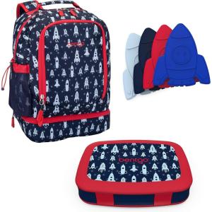 Bentgo 2-in-1 Backpack & Insulated Lunch Bag Set With Kids Prints Lunch Box and 4 Reusable Ice Packs (Space Rockets)
