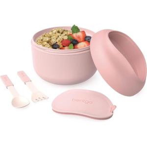 Bentgo Bowl – Insulated Leak-Resistant Bowl with Snack Compartment, Collapsible Utensils and Improved Easy-Grip Design for On-the-Go – Holds Soup, Rice, Cereal & More – BPA-Free, 21.2 oz (Blush)(Blush)