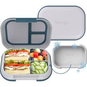 Bentgo Chill Max Leak-Proof XL Lunch Box – Included Ice Pack Keeps Food Cold; 5-Cup Capacity for Adults & Ages 8+, 3 or 4 Compartment Bento Box, BPA-Free, Dishwasher Safe (Fog & Deep Teal)(Fog & Deep Teal)
