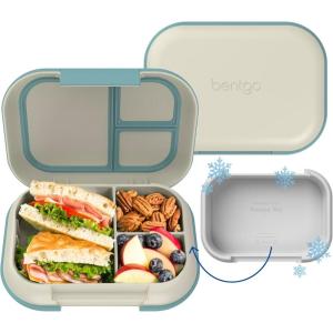 Bentgo Chill Max Leak-Proof XL Lunch Box – Included Ice Pack Keeps Food Cold; 5-Cup Capacity for Adults & Ages 8+, 3 or 4 Compartment Bento Box, BPA-Free, Dishwasher Safe (Fog & Deep Teal)(Bone & Glacier Blue)