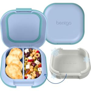 Bentgo Chill Mini Leak-Proof Lunch Box – Built-In Ice Pack Keeps Food Cold, 2.7-Cup Capacity for Snacks or a Sandwich, 3 or 4 Compartments, PFAS & BPA-Free, Ideal for Adults & Kids 3+ (Lilac Mist)(Tide Blues)